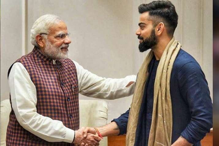 Narendra Modi With Cricket Player Virat Kohli