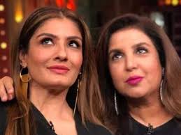 Farah Khan with actress Raveena Tandon